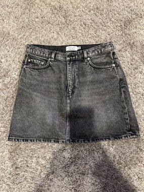 And Other Stories Gray Washed Denim A-Line Mini Skirt